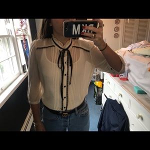 Black and off white blouse